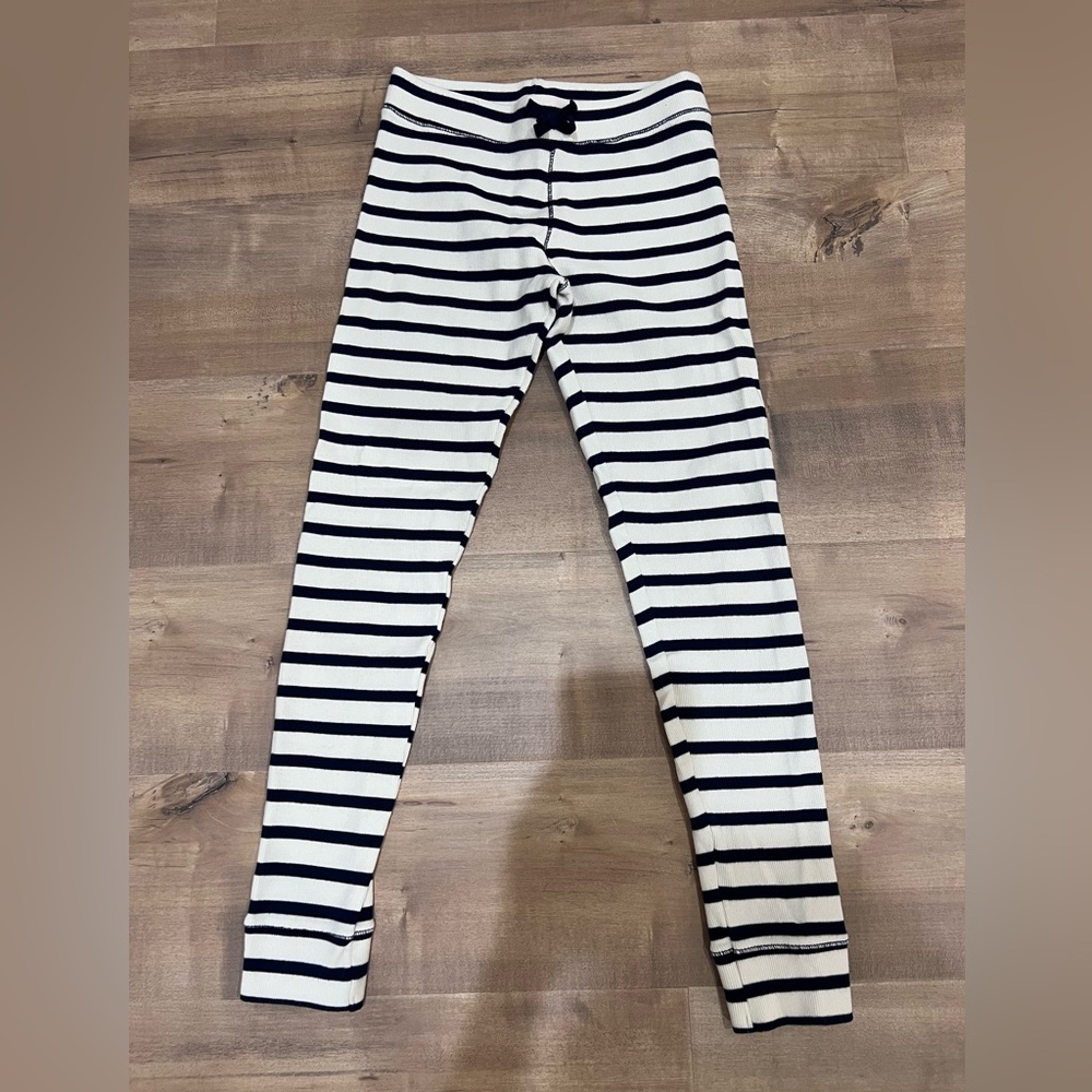 Zara Navy and White Striped Leggings